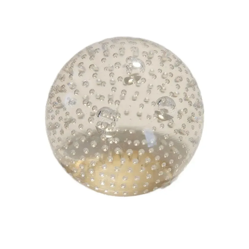 Vintage Hand Blown Clear Art Glass Sphere Paperweight, Bubbles, 3.25